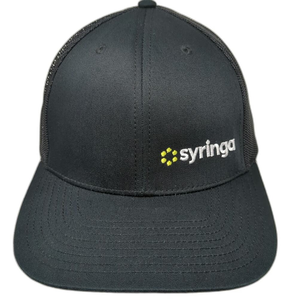 Richardson Trucker Hat Black One Size Syringa Logo Mesh Back Snapback Structured